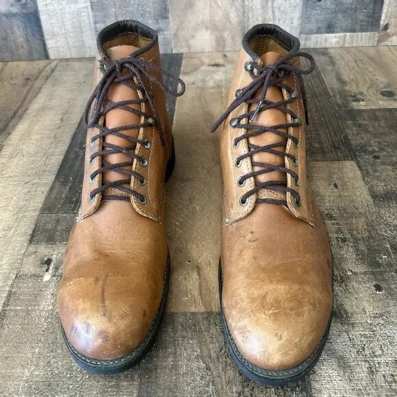Chippewa Vintage Steel Toe Ankle Brown Work Boots Mens 12